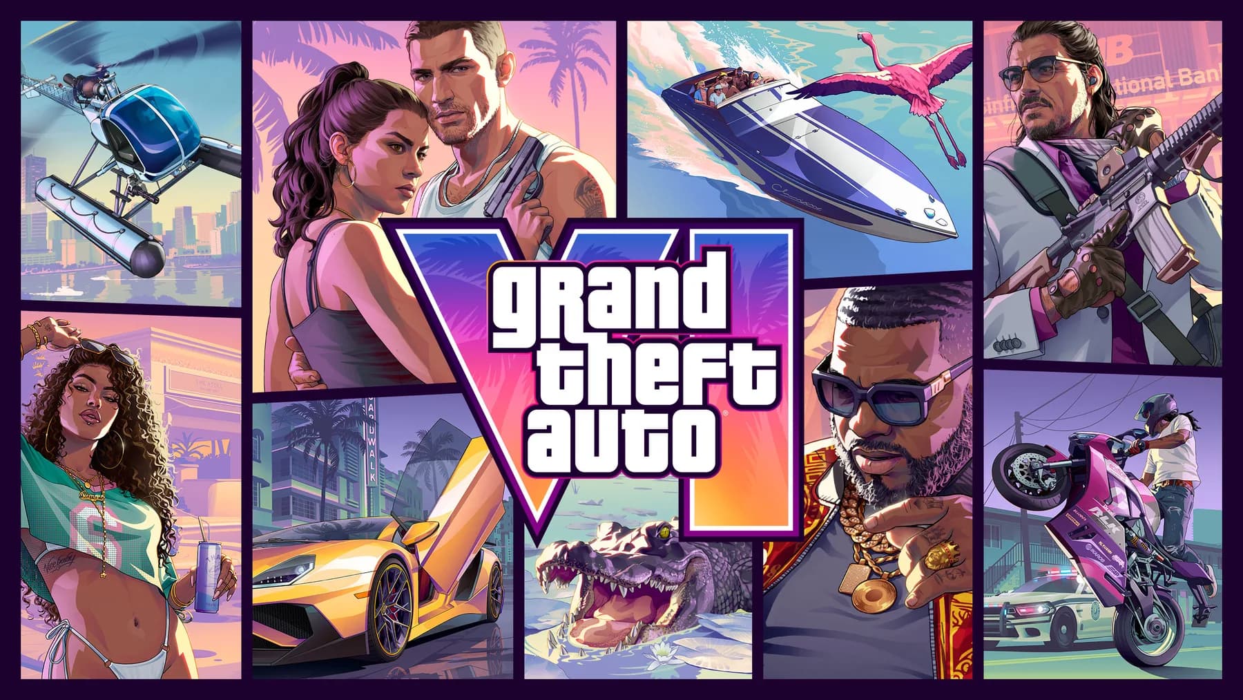 Jason and Lucia in Grand Theft Auto VI promotional artwork